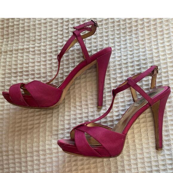 Badgley Mischka Glam Eventwear Purple T Strap Stiletto Heels W/ Dust Bag Sz 6.5 - Picture 4 of 16